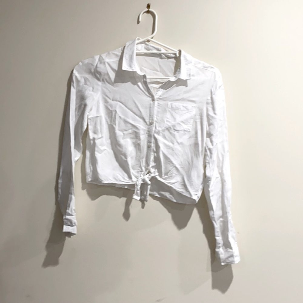 Girls white button up shirt